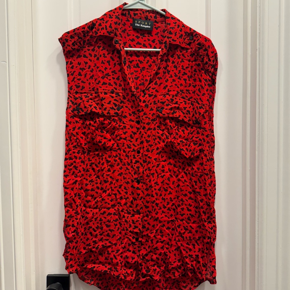 The Kooples Red and Black Patterned Blouse